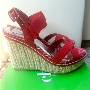 Charles David Wedge Heels Platform Red 7